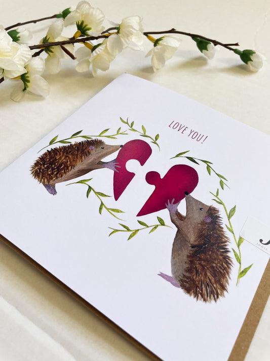 Hedgehogs Valentines Card